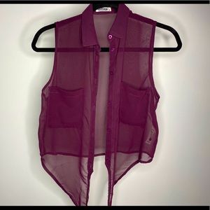 Maroon sleeveless blouse